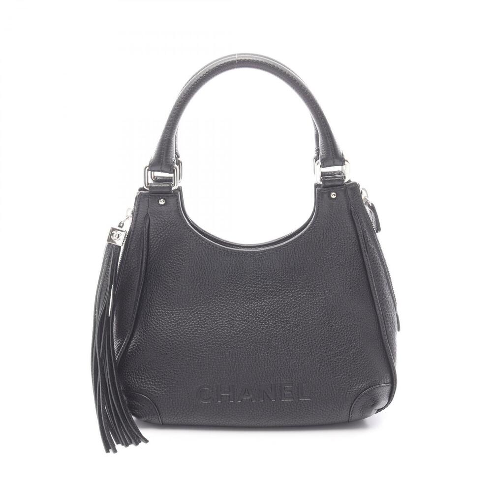 Chanel fringe Handbag leather black